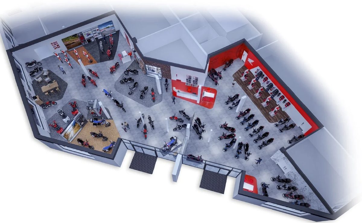Honda Motorrad Zürich – Schweiz: 3D-Plan des Showrooms