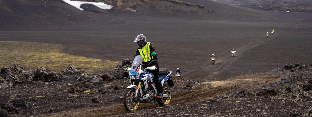 Motorcycle riding safety training with an adventure bike off-road